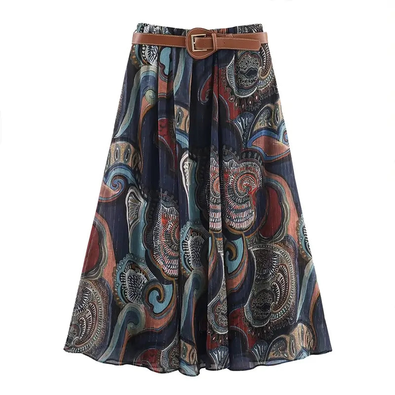 Summer New Skirts Women's 2026 New Fashion Retro Dark Blue