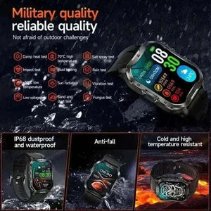 New For Xiaomi Military Smart Watch Men Outdoor Sports Flashlight Fitness Watches Health Monitor 1.96" BT Call Smartwatch.