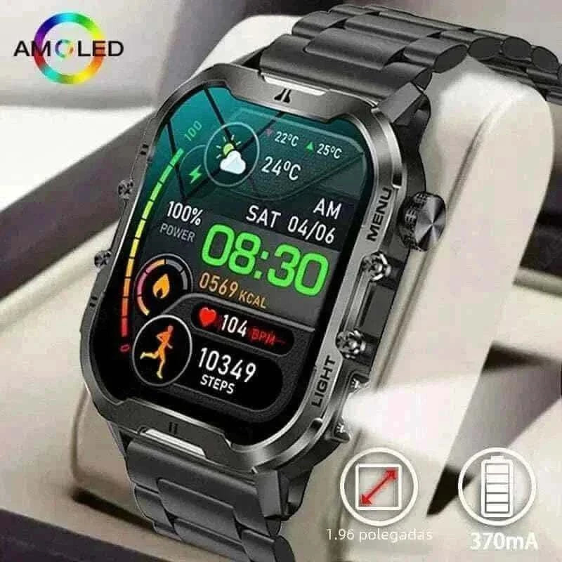 New For Xiaomi Military Smart Watch Men Outdoor Sports Flashlight Fitness Watches Health Monitor 1.96" BT Call Smartwatch.