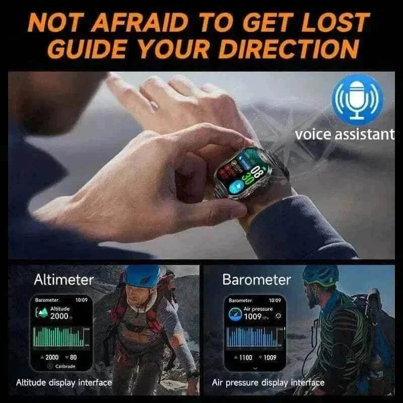 LuxuNew For Xiaomi Military Smart Watch Men Outdoor Sports Flashlight Fitness Watches Health Monitor 1.96" BT Call Smartwatch.