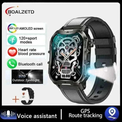 New For Xiaomi Military Smart Watch Men Outdoor Sports Flashlight Fitness Watches Health Monitor 1.96" BT Call Smartwatch.