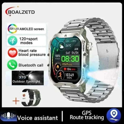 New For Xiaomi Military Smart Watch Men Outdoor Sports Flashlight Fitness Watches Health Monitor 1.96" BT Call Smartwatch.