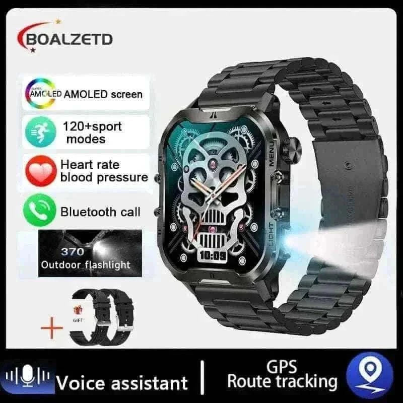 New For Xiaomi Military Smart Watch Men Outdoor Sports Flashlight Fitness Watches Health Monitor 1.96" BT Call Smartwatch.