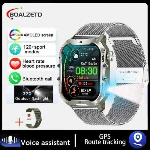 New For Xiaomi Military Smart Watch Men Outdoor Sports Flashlight Fitness Watches Health Monitor 1.96" BT Call Smartwatch.