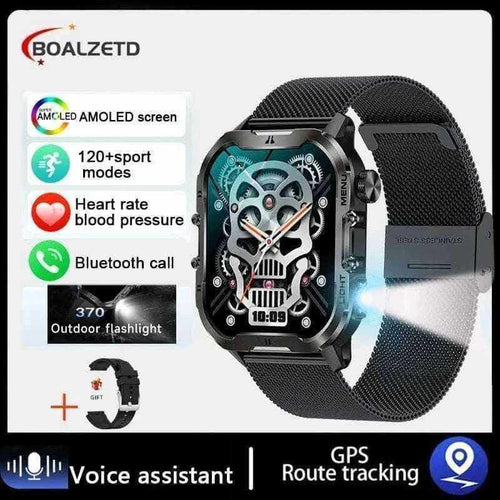 New For Xiaomi Military Smart Watch Men Outdoor Sports Flashlight Fitness Watches Health Monitor 1.96" BT Call Smartwatch.