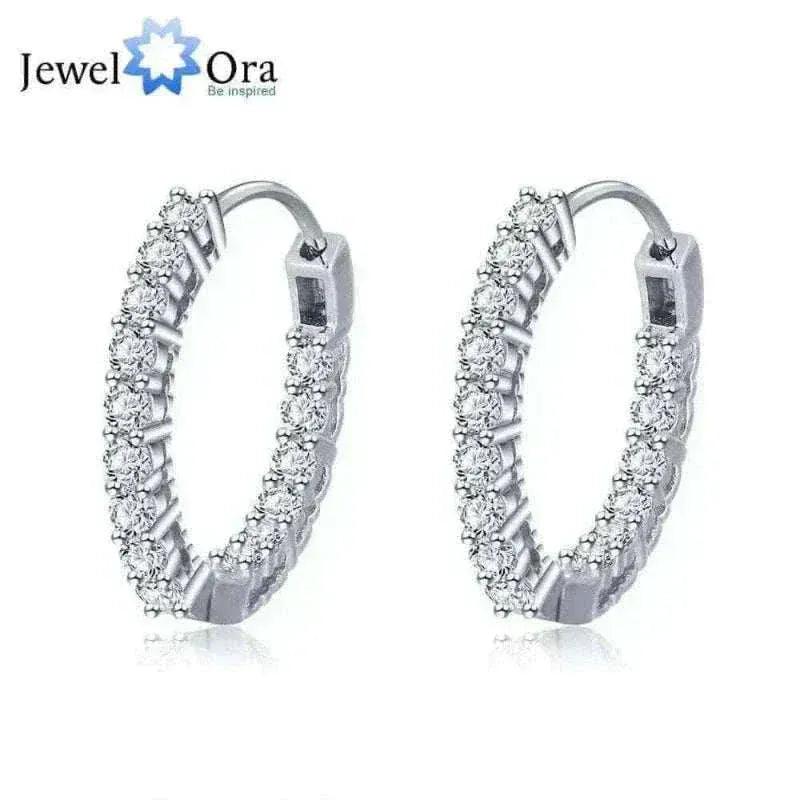 925 Sterling Silver Hoop Earrings for Women Sparkling Cubic Zirconia