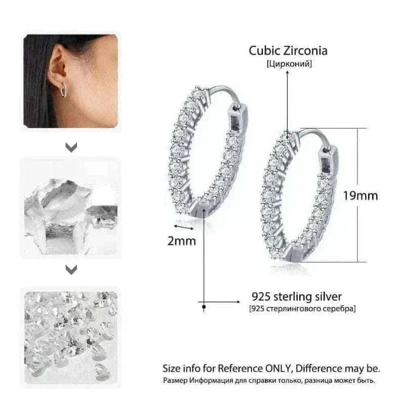 925 Sterling Silver Hoop Earrings for Women Sparkling Cubic Zirconia