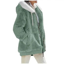 Autumn Winter Fashion Women's Dark Green Coat New Casual Hooded 