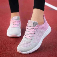 ladies shoes uk -Puamss Breathable Walking Mesh Lace Up Platform