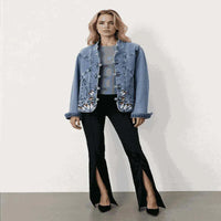 denim jackets uk - Women Jeans Jacket Butterfly Embroidery 2024
