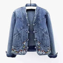 Butterfly Embroidery 2024 Short Denim Jacket Front View