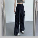 womens cargo trousers, Cargo Pant Women Wide Leg Black