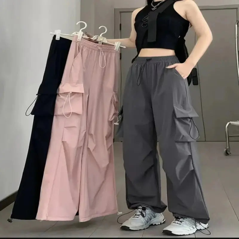 womens cargo trousers, Cargo Pant Women Wide Leg Gray