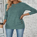 Casual Long Sleeve Green Top For Spring & Fall 