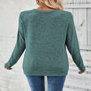 Casual Long Sleeve Green Top For Spring & Fall Back View