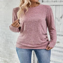 Casual Long Sleeve Top Pink For Spring & Fall