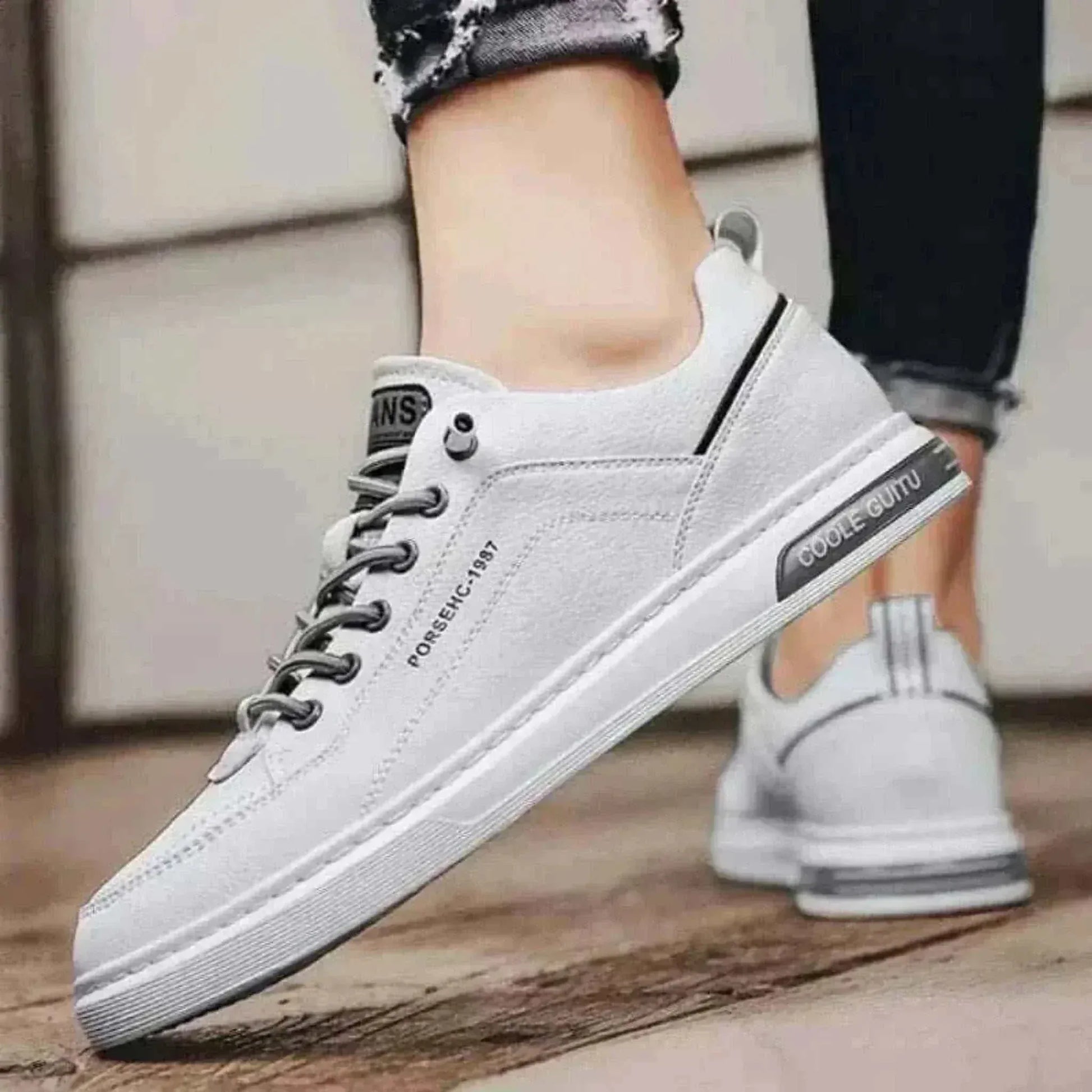 sneaker shop uk offers Outdoor Wild Men's White Sneakers High End Fashion