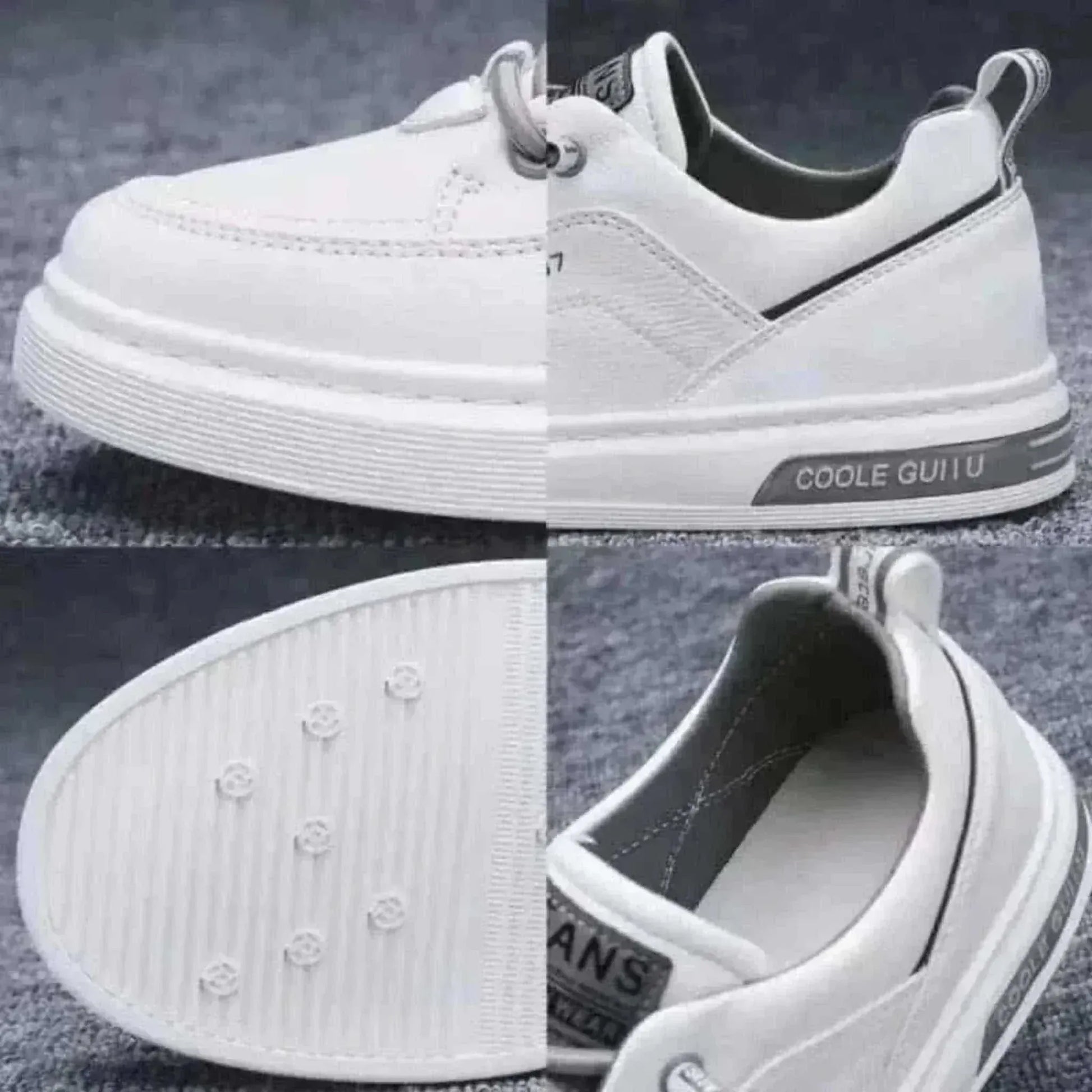 sneaker shop uk offers Outdoor Wild Men's White Sneakers High End Fashion front & back view