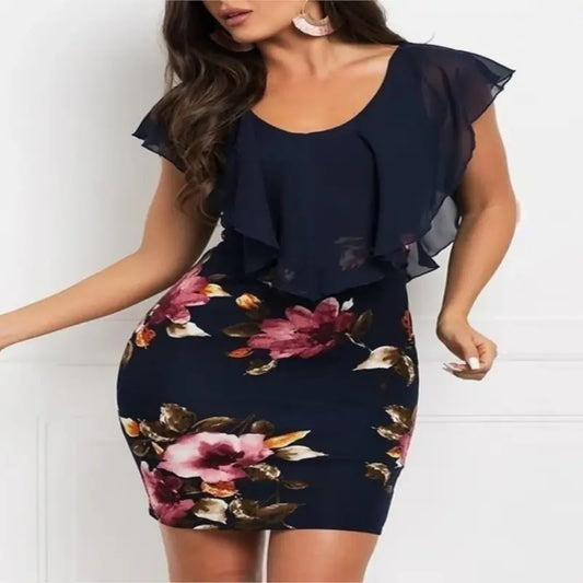 Dresses For Women Summer Style New Elegant Floral Printing Black