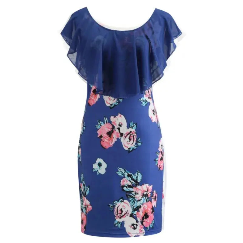 ladies dresses uk, Dresses For Women Summer Style New Elegant Floral Printing Navy Blue