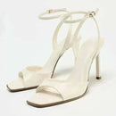 Elegant Ankle Strap High Heels Ladies Square Toe Fashion