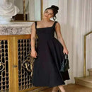 ladies dresses Women Model Elegant Black High Waist Dress