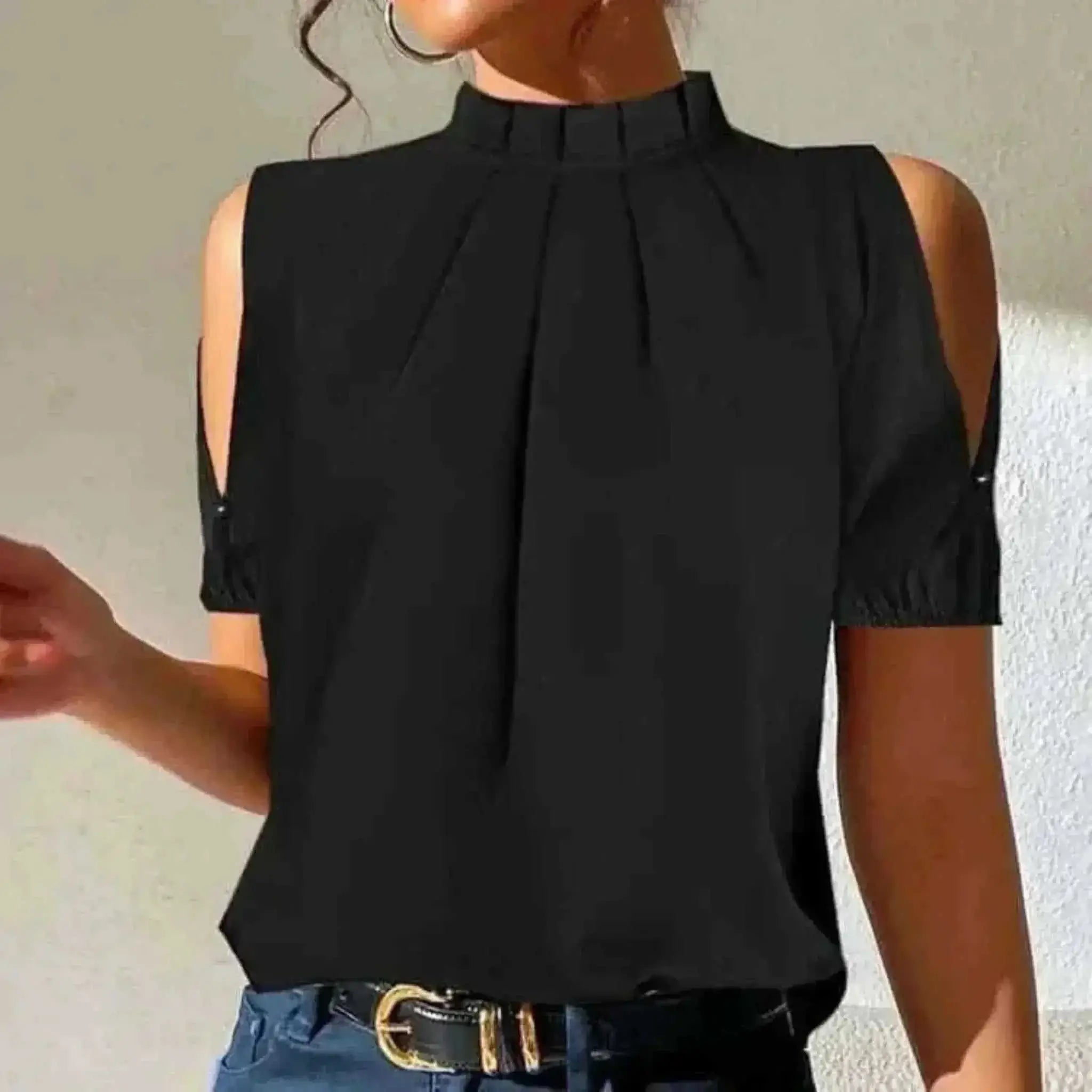 Going Out Tops | Fashion Off Shoulder Black Office Ladies Tops