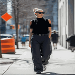 Model Pose in Fashion Off Shoulder Black Office Ladies Top