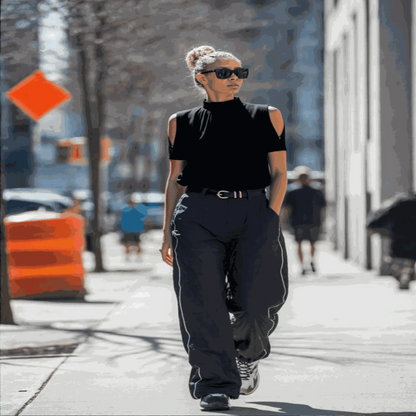 Model Pose in Fashion Off Shoulder Black Office Ladies Top