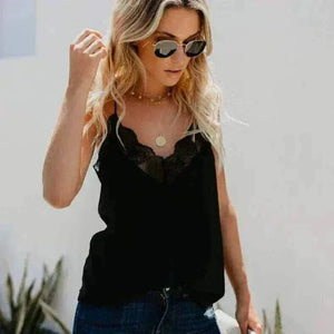 Women Model In Black Elegant Tank Top