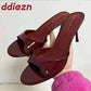 Heeled Footwear Wine Red Female Slides