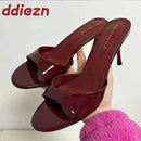 Heeled Footwear Wine Red Female Slides