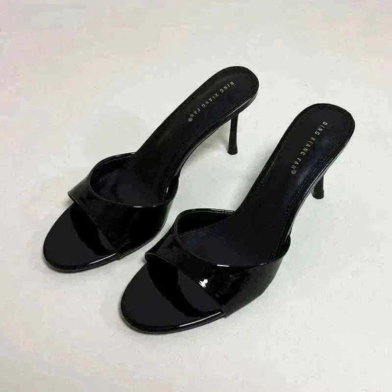 Heeled Footwear Black Female Slides