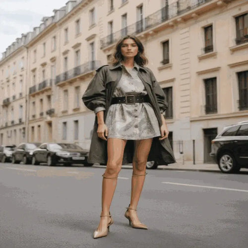 Women Model In Beige Heels 2025 Spring Solid Colors Pointed Medium