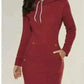 dress online uk, Red Hooded Zipper Pullover Mid-Length Sweatshirt Dress