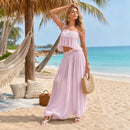 Lace Women Two Piece Set Camisole Tank Top Pink