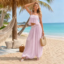 Lace Women Two Piece Set Camisole Tank Top Pink