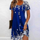 Ladies Dresses Uk, Elegant Floral Pattern Women Mini Dresses Blue