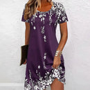 Ladies Dresses Uk, Elegant Floral Pattern Women Mini Dresses Purple