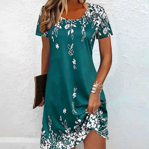Ladies Dresses Uk, Elegant Floral Pattern Women Mini Dresses light blue