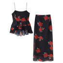 Ladies Skirts uk  | Women's Summer Skirt Two Piece Set Fashion Flower Print Holiday Party 2 set pic
