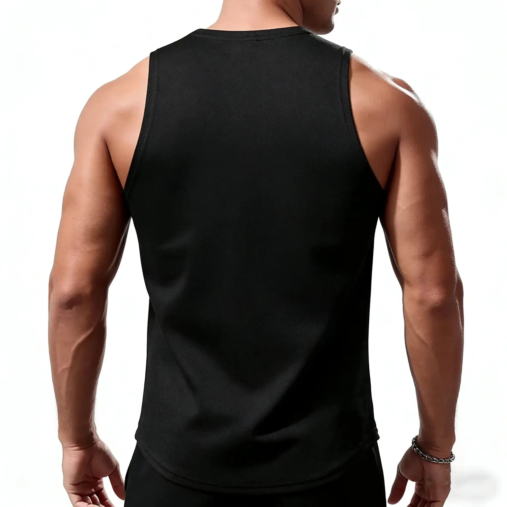 Men Sport Vest Black Summer Quick Dry , back view