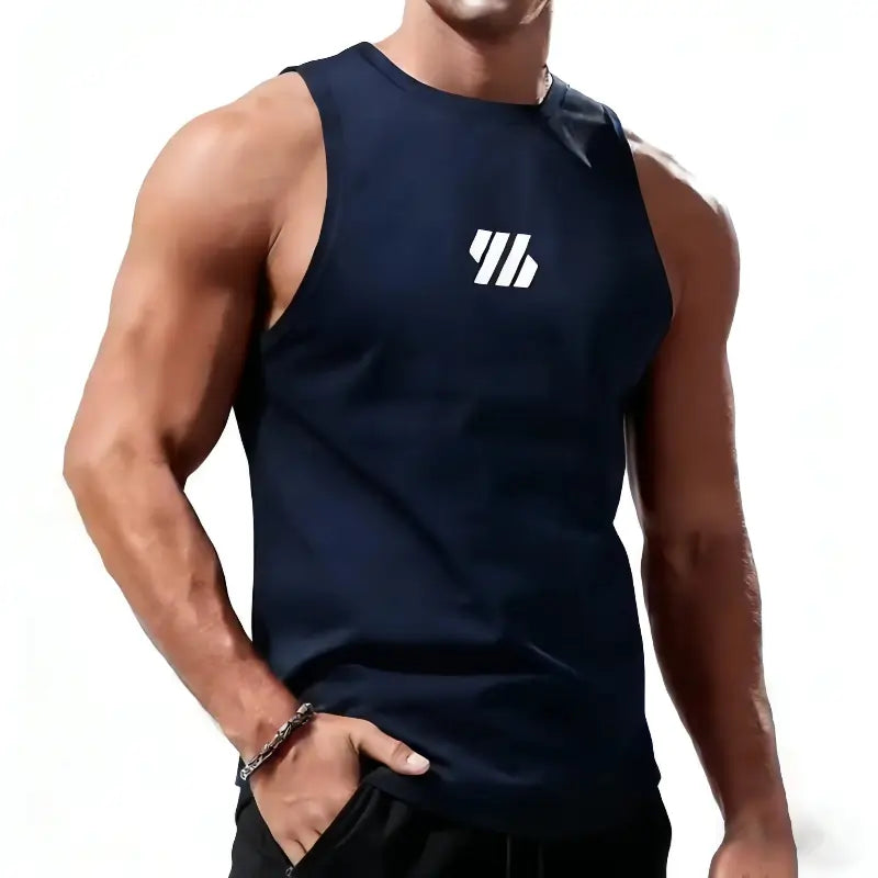 Men Sport Vest Navy Blue Summer Quick Dry