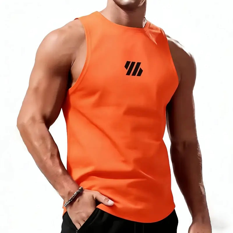 Men Sport Vest Orange Summer Quick Dry