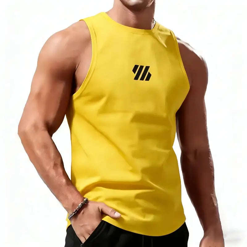 Men Sport Vest Yellow Summer Quick Dry