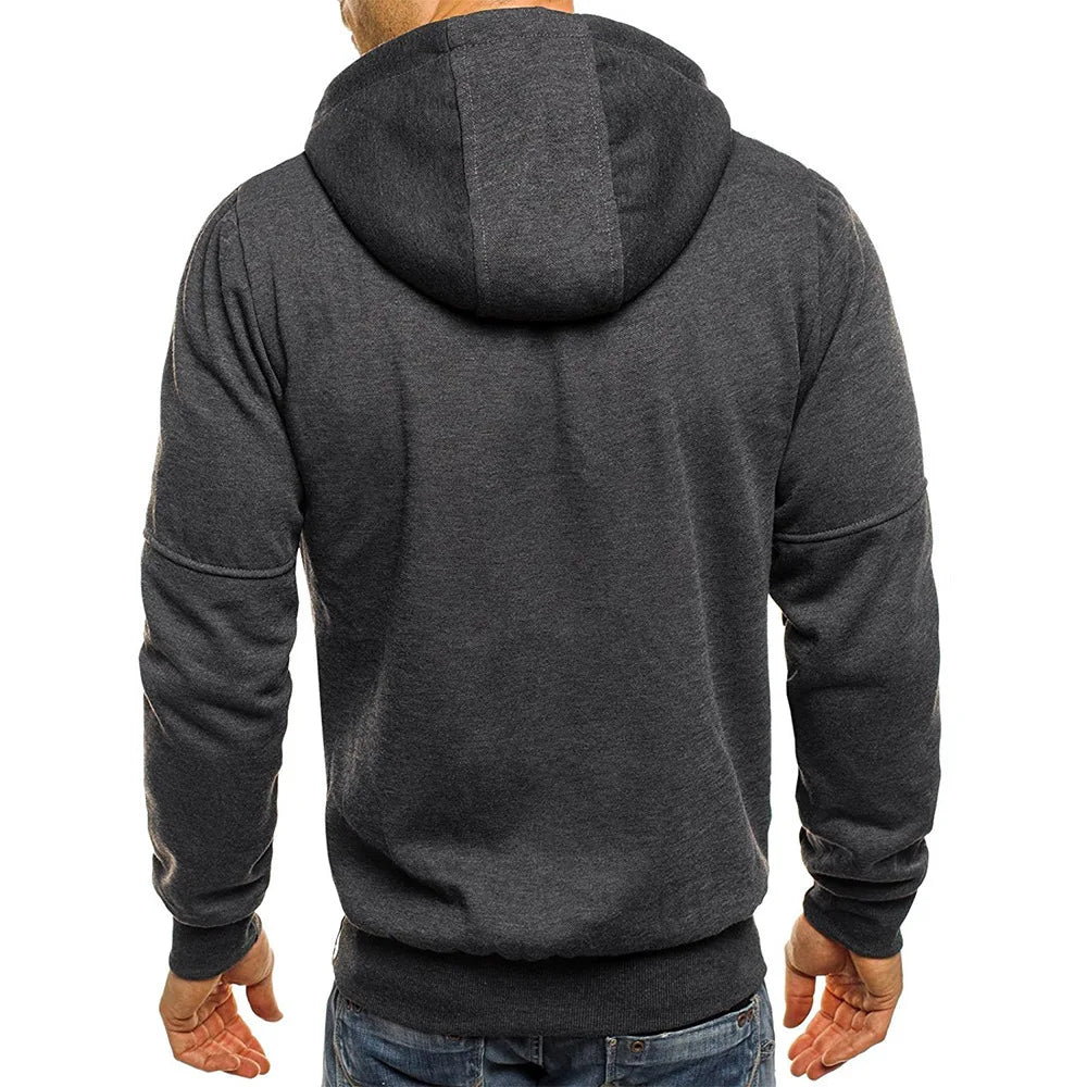 Men's Hoodies Long Sleeve Sweatshirt Dark Gray Back View