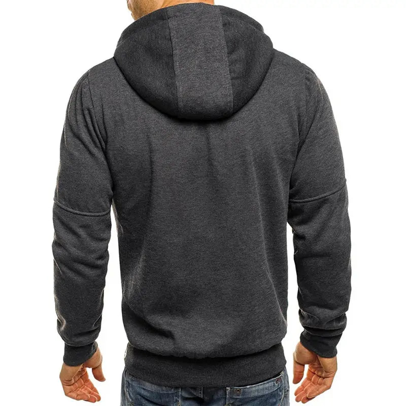 Men's Hoodies Long Sleeve Sweatshirt Dark Gray Back View