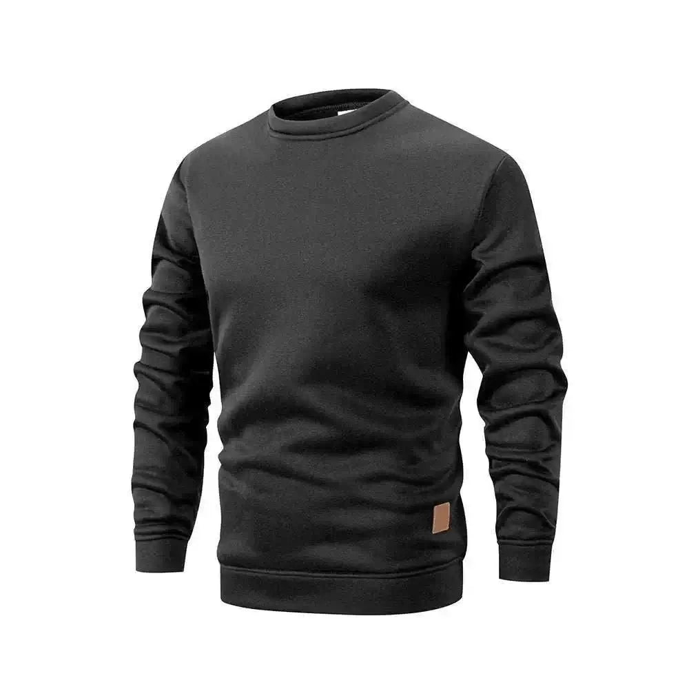 Men's Long Sleeve Black Sweaters Maroon Crew Neck