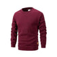 Men's Long Sleeve Wine Red Sweaters Maroon Crew Neck