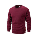 Men's Long Sleeve Wine Red Sweaters Maroon Crew Neck